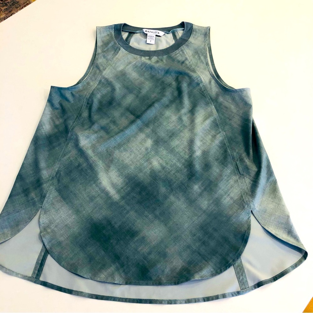 Athleta Zephyr Print Tank Top Green Size Small